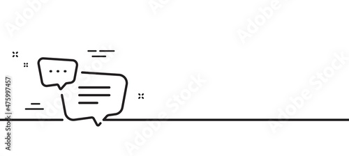 Text message line icon. Chat comment sign. Speech bubble symbol. Minimal line illustration background. Text message line icon pattern banner. White web template concept. Vector