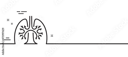 Lungs line icon. Pneumonia disease sign. Respiratory distress symbol. Minimal line illustration background. Lungs line icon pattern banner. White web template concept. Vector