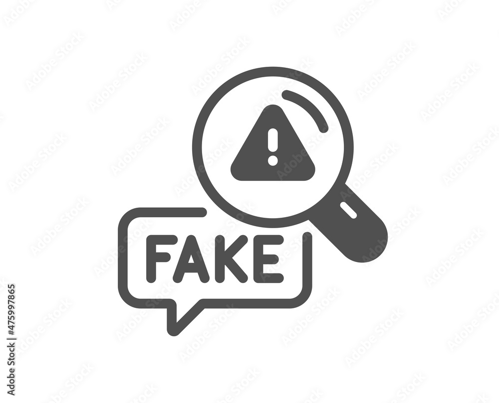 Fake news icon. Propaganda conspiracy sign. Check wrong truth symbol. Classic flat style. Quality design element. Simple fake news icon. Vector Fake news icon. Propaganda conspiracy sign. Check wrong truth symbol. Classic flat style. Quality design element. Simple fake news icon. Vector