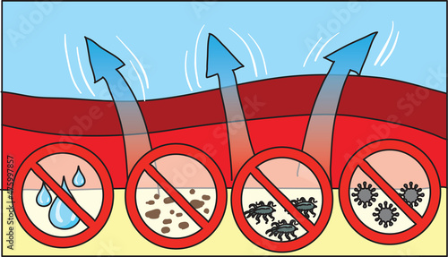 Mattress with Magnified Cross Section.  Dust,  mite, mold, viruses. 