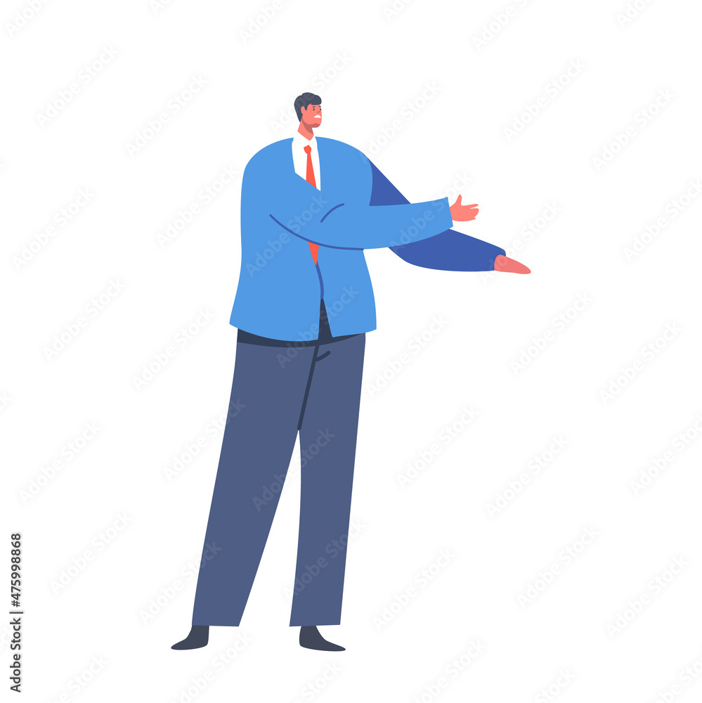 Single Male Character Wear Blue Blazer and Trousers Isolated on White Background. Mature Upset Fashioned Business Man Single Male Character Wear Blue Blazer and Trousers Isolated on White Background. Mature Upset Fashioned Business Man