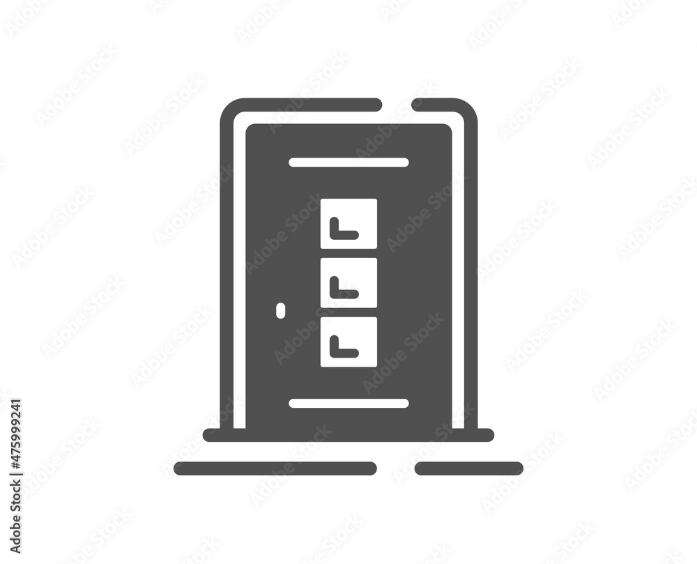 Door icon. Building entrance sign. Exit doorway symbol. Classic flat style. Quality design element. Simple door icon. Vector Door icon. Building entrance sign. Exit doorway symbol. Classic flat style. Quality design element. Simple door icon. Vector