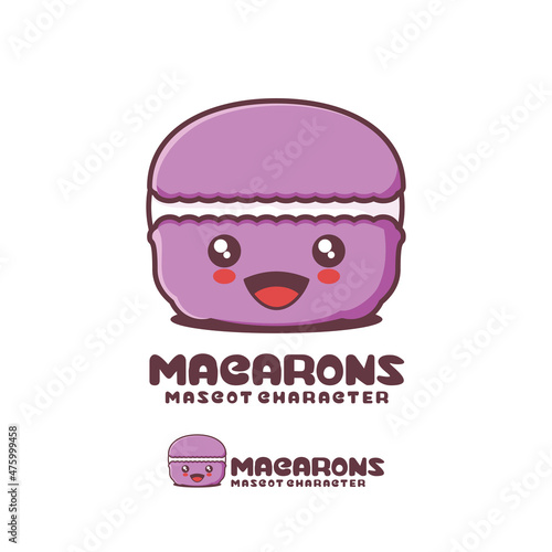 vector macarons cartoon mascot, suitable for, logos, prints, labels, packaging, stickers