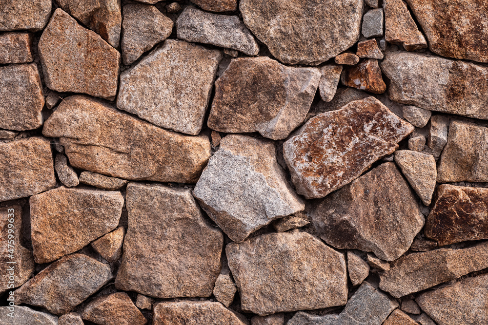 Fototapeta premium Stone wall. Outdoor background natural stone.
