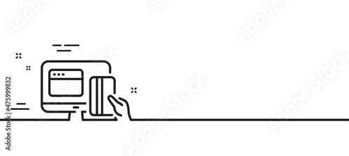 Online Payment methods line icon. Web money sign. Credit card symbol. Minimal line illustration background. Online payment line icon pattern banner. White web template concept. Vector