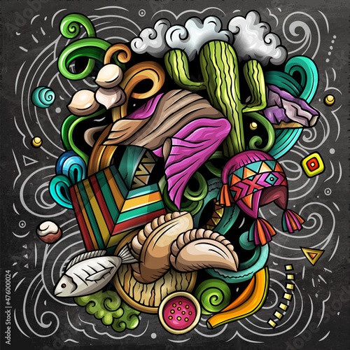 Bolivia cartoon vector doodle chalkboard illustration