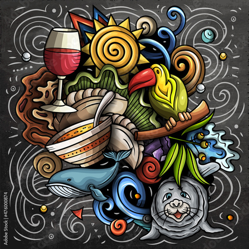 Uruguay cartoon vector doodle chalkboard illustration