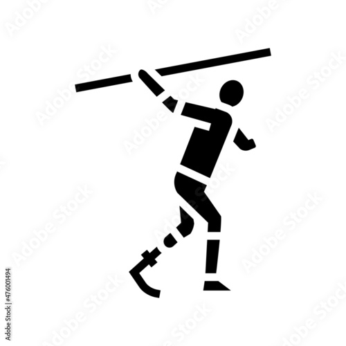 javelin-throwing handicapped athlete glyph icon vector. javelin-throwing handicapped athlete sign. isolated contour symbol black illustration