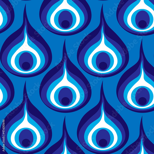 A seamless pattern on a square background - a peacock feather or an onion in section. Design element, surreal