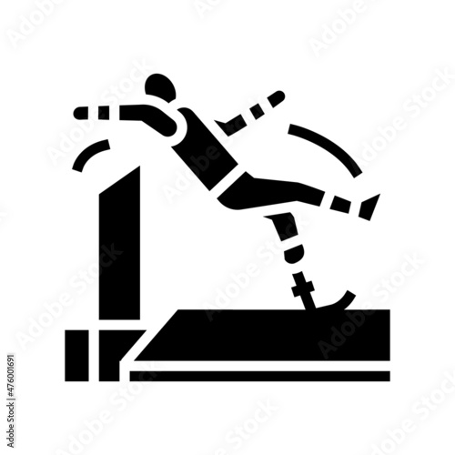 high jump handicapped athlete glyph icon vector. high jump handicapped athlete sign. isolated contour symbol black illustration