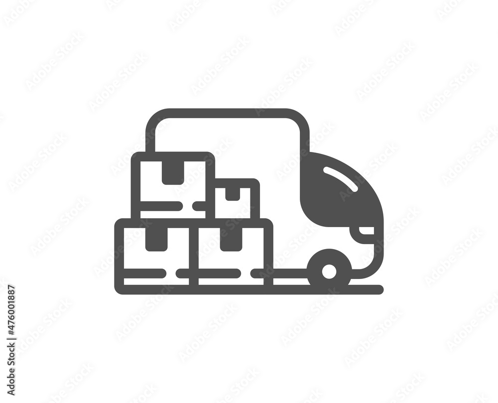 Delivery truck icon. Warehouse boxes sign. Wholesale goods symbol. Classic flat style. Quality design element. Simple delivery truck icon. Vector Delivery truck icon. Warehouse boxes sign. Wholesale goods symbol. Classic flat style. Quality design element. Simple delivery truck icon. Vector