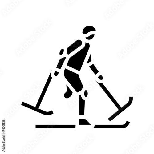 skiing handicapped athlete glyph icon vector. skiing handicapped athlete sign. isolated contour symbol black illustration