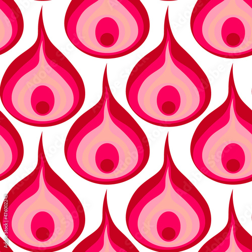 A seamless pattern on a square background - a peacock feather or an onion in section. Design element, surreal