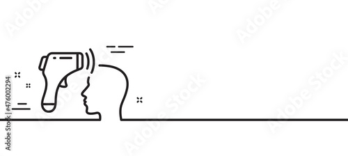 Electronic thermometer line icon. Temperature scanner sign. Fever measuring symbol. Minimal line illustration background. Electronic thermometer line icon pattern banner. Vector