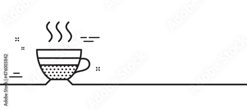 Cafe creme icon. Hot drink sign. Beverage symbol. Minimal line illustration background. Cafe creme line icon pattern banner. White web template concept. Vector