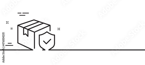 Parcel insurance line icon. Risk coverage sign. Package delivery protection symbol. Minimal line illustration background. Parcel insurance line icon pattern banner. White web template concept. Vector