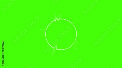 Sound wave design white animated circle on green background. Equalizer. Vibrating audio spectrum CG simulation. HD horizontal or vertical video render