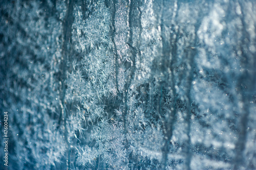 Ice patterns on winter glass