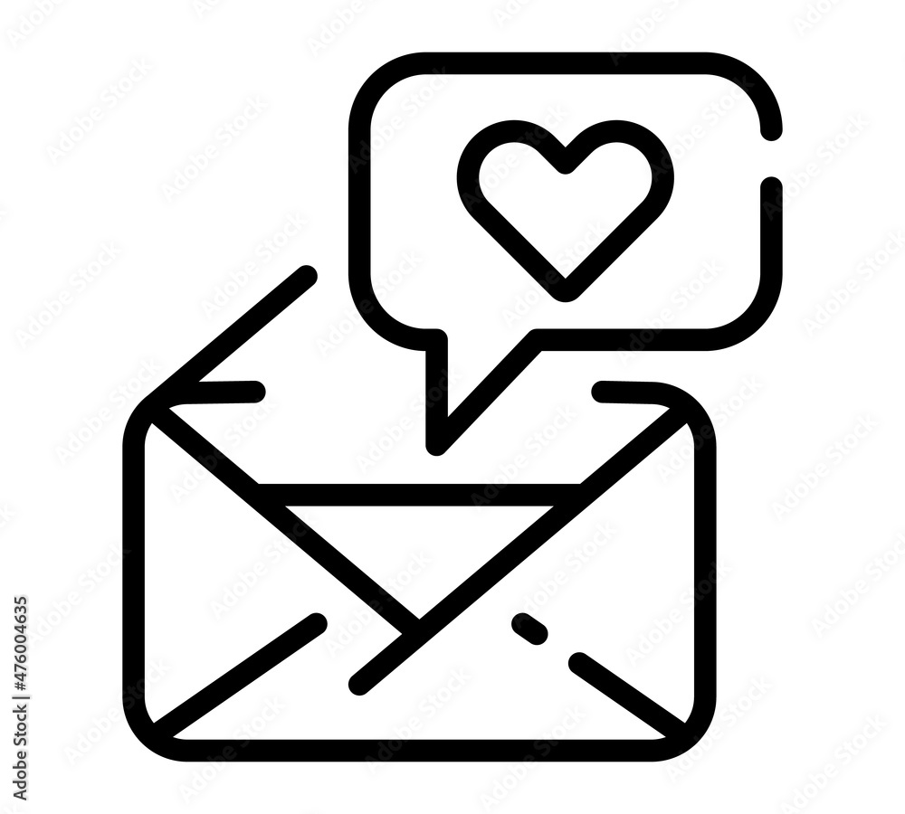 Love message icon. Flat heart pictogram for web. Line stroke. Simple symbol isolated on white background. Outline icon vector eps10 Love message icon. Flat heart pictogram for web. Line stroke. Simple symbol isolated on white background. Outline icon vector eps10