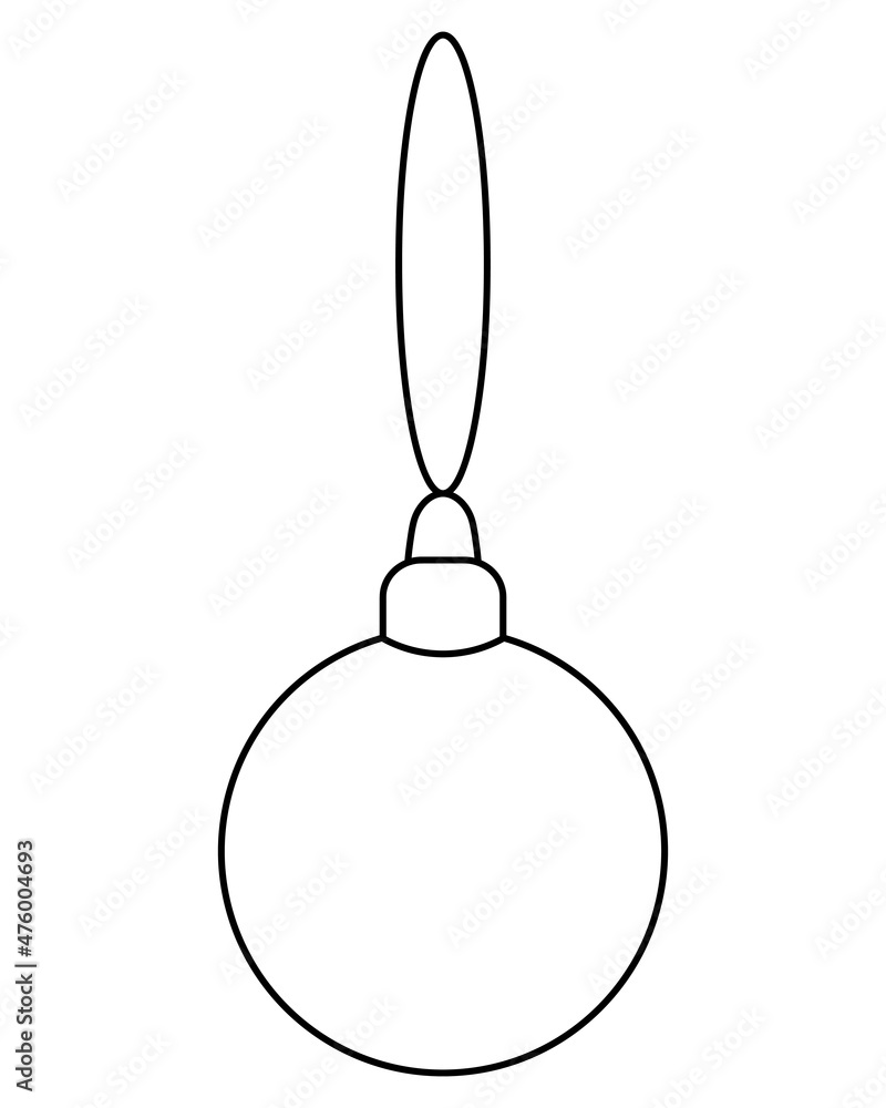 Christmas tree decoration. A transparent glass ball hangs on a thread. Sketch. Vector illustration. Coloring book for children. Doodle style. Decorative crystal decoration. Happy new year Christmas tree decoration. A transparent glass ball hangs on a thread. Sketch. Vector illustration. Coloring book for children. Doodle style. Decorative crystal decoration. Happy new year