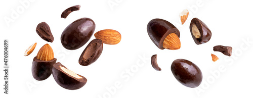 Fotografiet almond blast with chocolate fly,chocolate ball flavour almond,almond broken piec