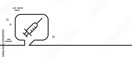 Vaccine message line icon. Vaccination syringe sign. Jab symbol. Minimal line illustration background. Vaccine message line icon pattern banner. White web template concept. Vector