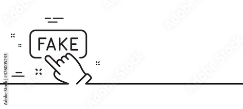 Fake information line icon. Propaganda conspiracy sign. Web wrong truth symbol. Minimal line illustration background. Fake information line icon pattern banner. White web template concept. Vector