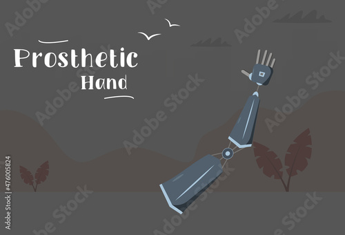 Prosthetic hand. Vector modern flat illustration.
