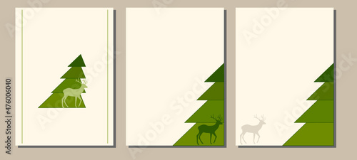 poster  banner  spruce  tree  pine  forest  tree  holiday  christmas  flyer  business card  set  collection  new year  herringbone  deer  travel  nature  ecology  pine needles  natural  reserve  park 