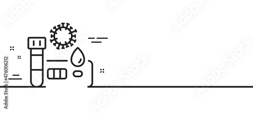 Covid test line icon. Coronavirus testing sign. Blood test tube symbol. Minimal line illustration background. Covid test line icon pattern banner. White web template concept. Vector