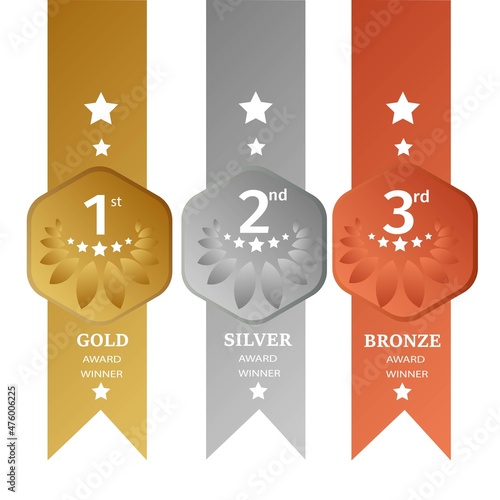 Gold, Silver and bronze medals vector illustration