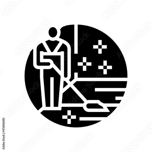 cleaning hardwood floor glyph icon vector. cleaning hardwood floor sign. isolated contour symbol black illustration
