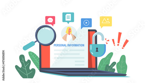 Doxxing Concept with Personal Data Information Search, Pc Computer and Magnifying Glass. Online Information Hacking
