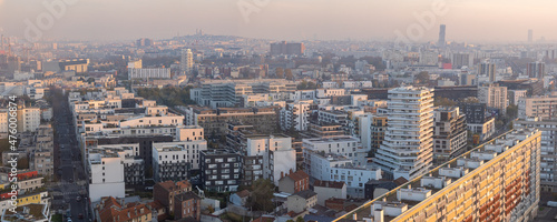 Gennevilliers, France - 11 10 2021: Panoramic view of Gennevilliers buildings district