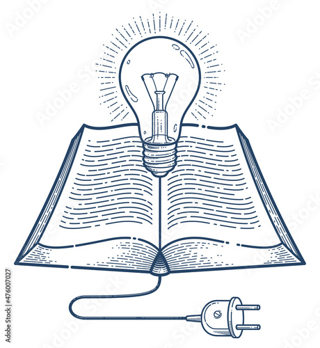 Open book with idea light b...