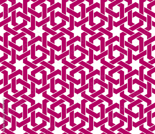 Stripy mesh weaving cubes seamless pattern, 3D abstract vector background for wallpapers, op art dimensional optical illusion design.