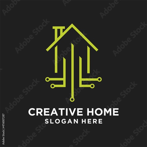 Home and building construction logo template vector, architectural line style building