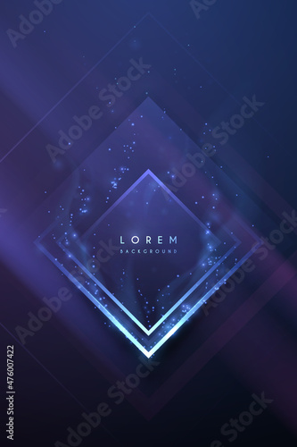 Abstract blue light rhombus frame background