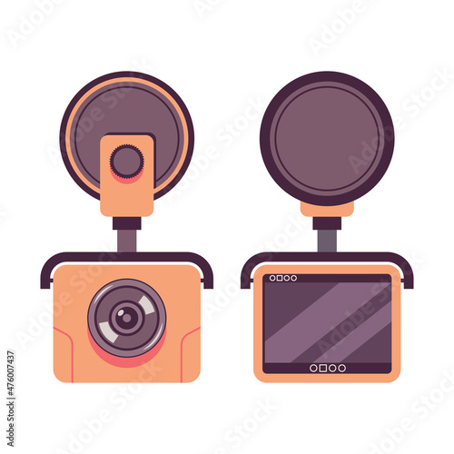 Dash cam vector cartoon illustration isolated on a white background.