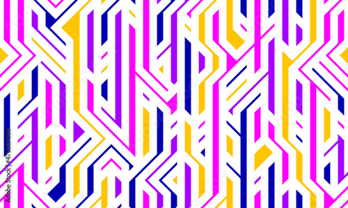 Tech style seamless linear pattern vector, circuit board lines endless background wallpaper image, colorful geometric design techno micro picture.