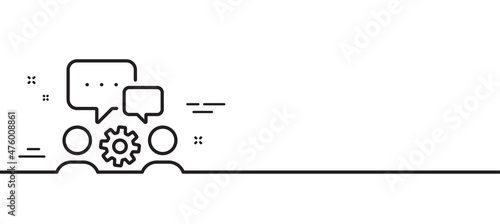 Engineering team line icon. Engineer or architect group sign. Working process symbol. Minimal line illustration background. Engineering team line icon pattern banner. Vector