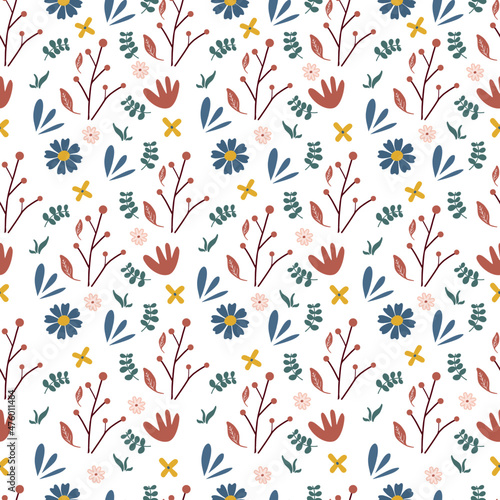 Seamless pattern, floral decorative elements. Use seamless patterns for fabric, wrapping paper and home décor like pillow covers, curtains or wallpaper. Use them on accessories like phone covers.