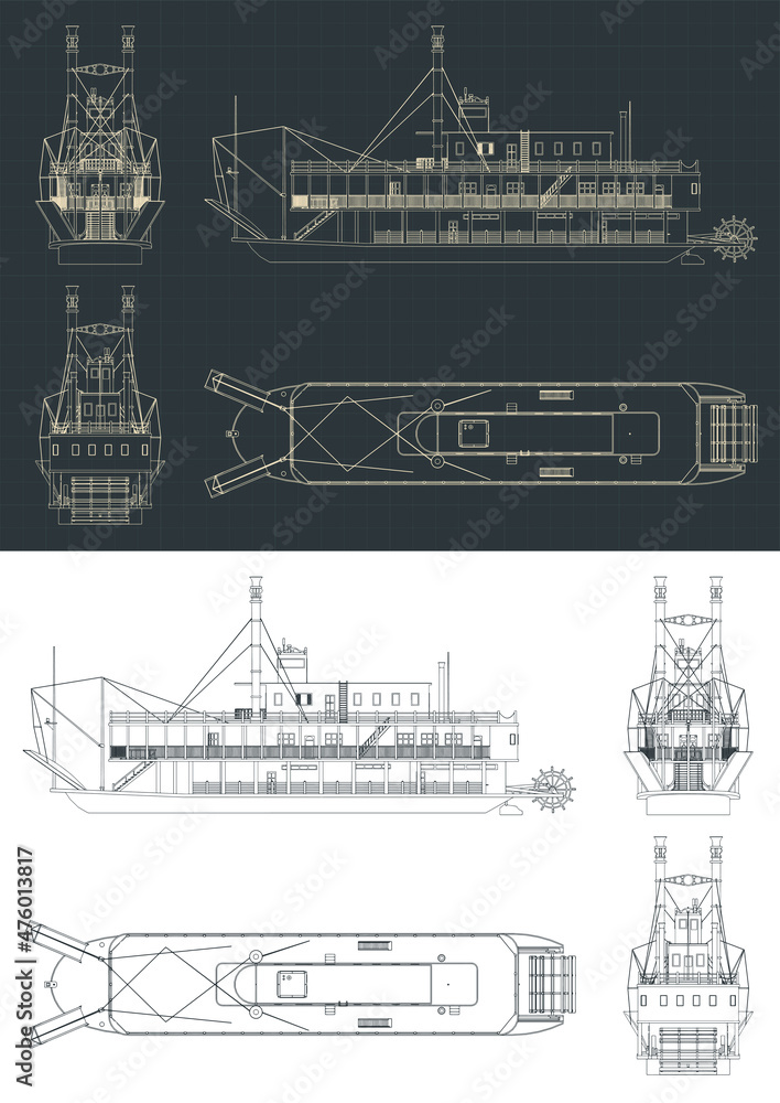 Paddle steamer blueprints