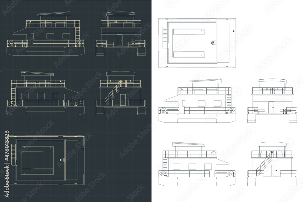 Obraz premium Houseboat blueprints