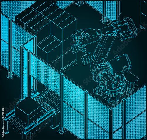 Robotic palletizing line illustration