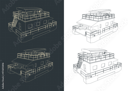 Pontoon floating house drawings