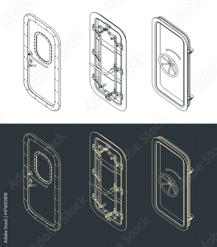 Watertight doors isometric blueprints