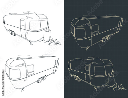 Retro trailer drawings