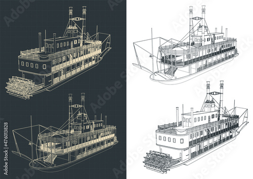 Paddle steamer sketches photo