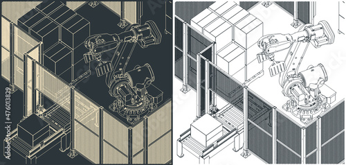 Robotic palletizing line illustrations